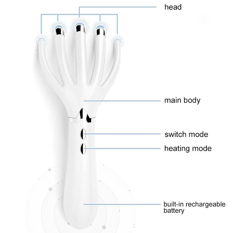 Portable Multifunctional Head Massager Comb Battery Powered Gold