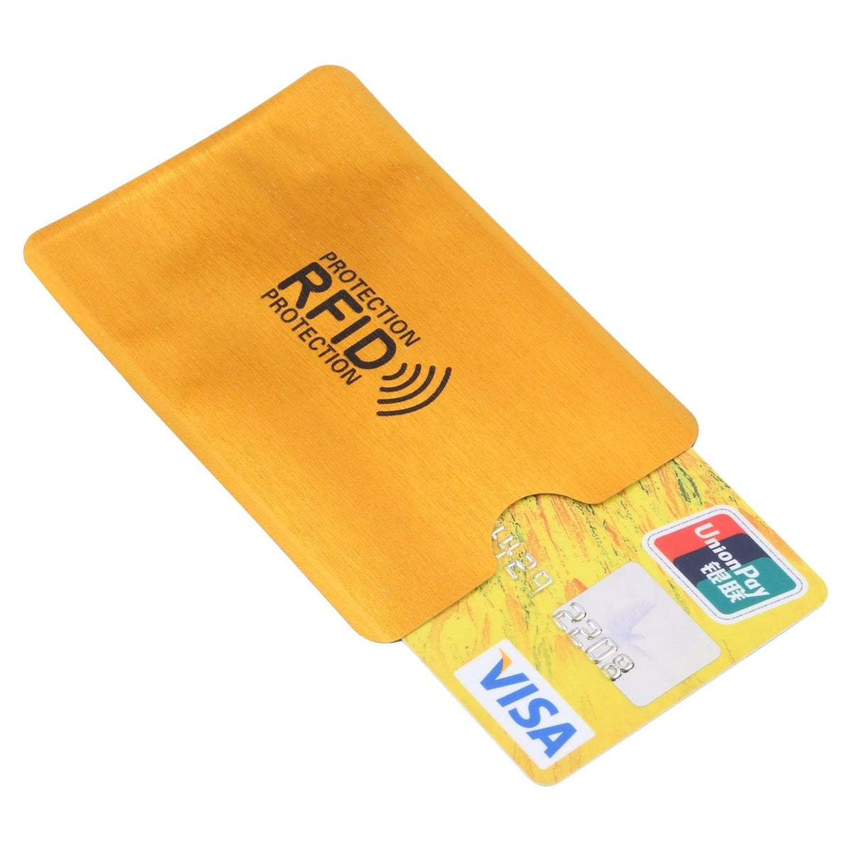 100 Rfid Blocking Aluminum Foil Card Sleeves - Pack - Gold