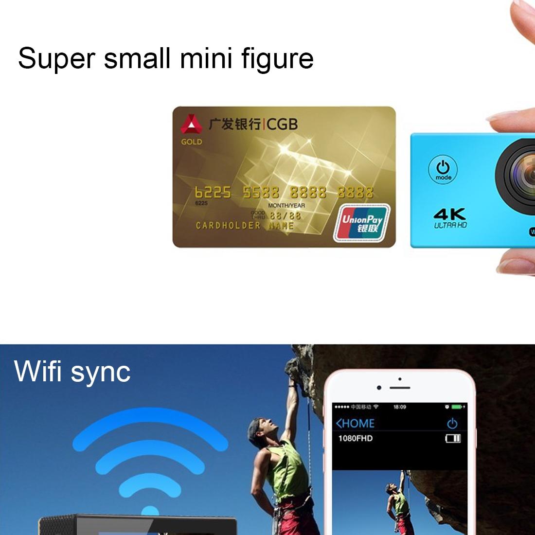 170 Degree Wide Angle Wifi Action Camera with Waterproof Case - Supports 64gb Micro Sd - Gold