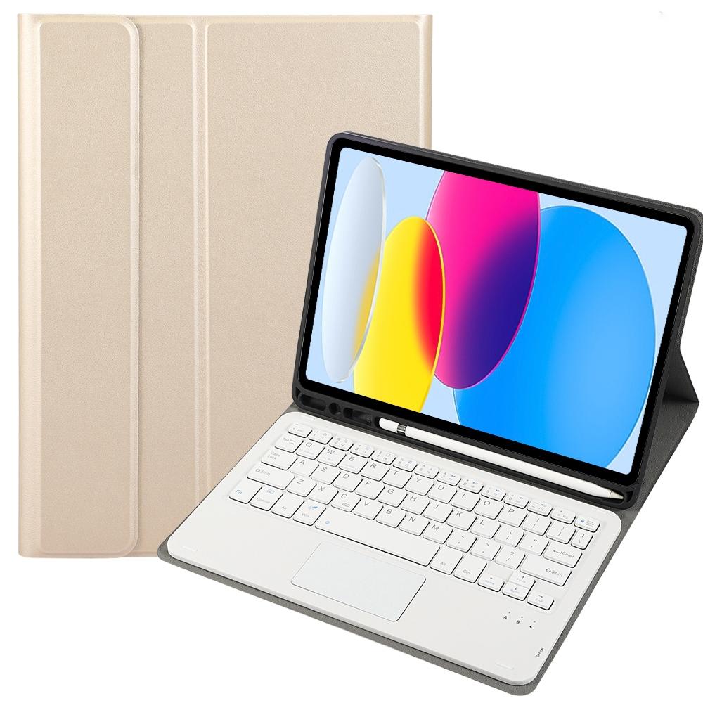 2022 Ipad 10.9 Lambskin Bluetooth Keyboard Case With Pen Slot - Gold