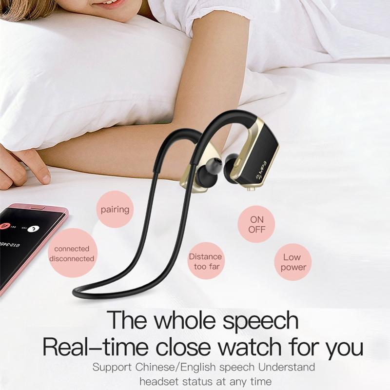 Wireless Sports Bluetooth Earphones - Binaural Hanging Type 5.0 - Gold