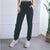 High Waist Drawstring Fitness Pants Black Size L - Quicksand Powder M