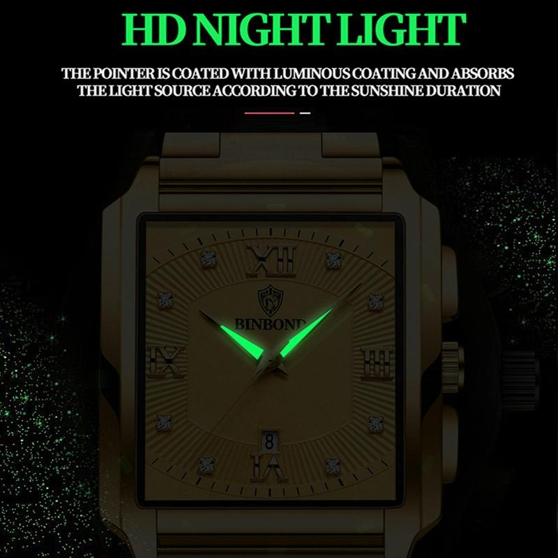 Waterproof Men Quartz Watch - Rectangular Outdoor Design - Brown Leather-White Steel