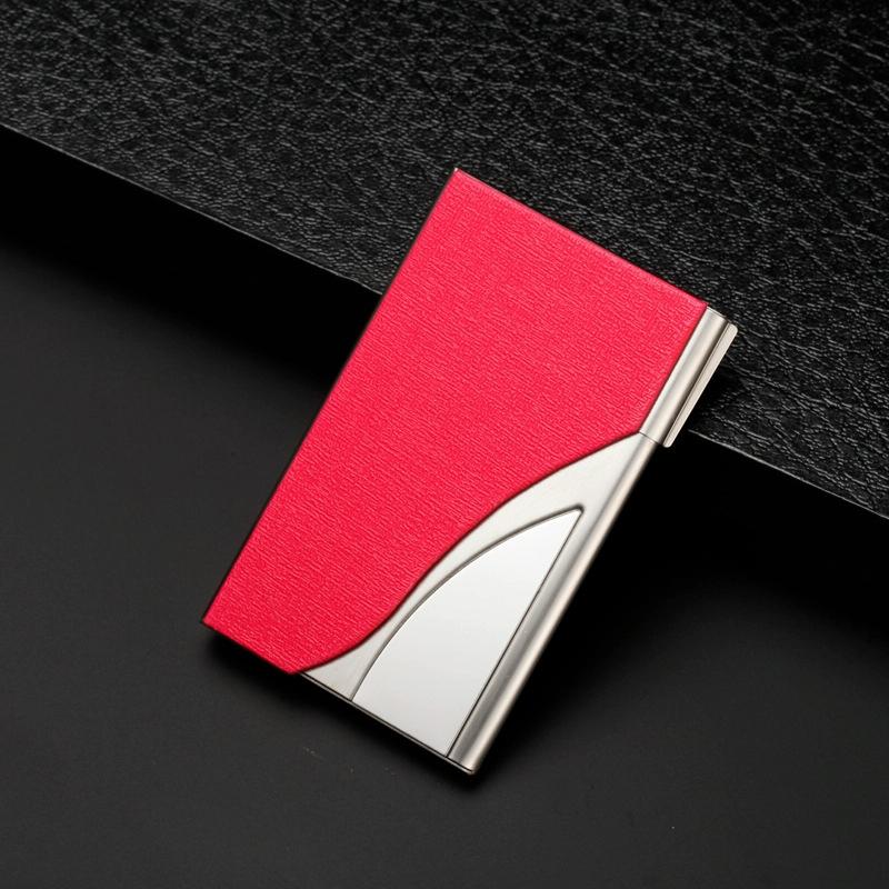 Stainless Steel Business Card Case Large Capacity - Lychee Coffee