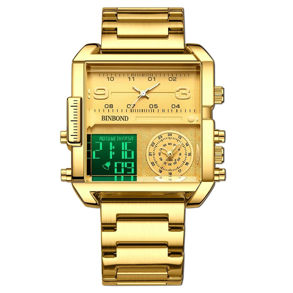 Waterproof Square Multifunctional Sports Quartz Watch - Full-Gold-Gold