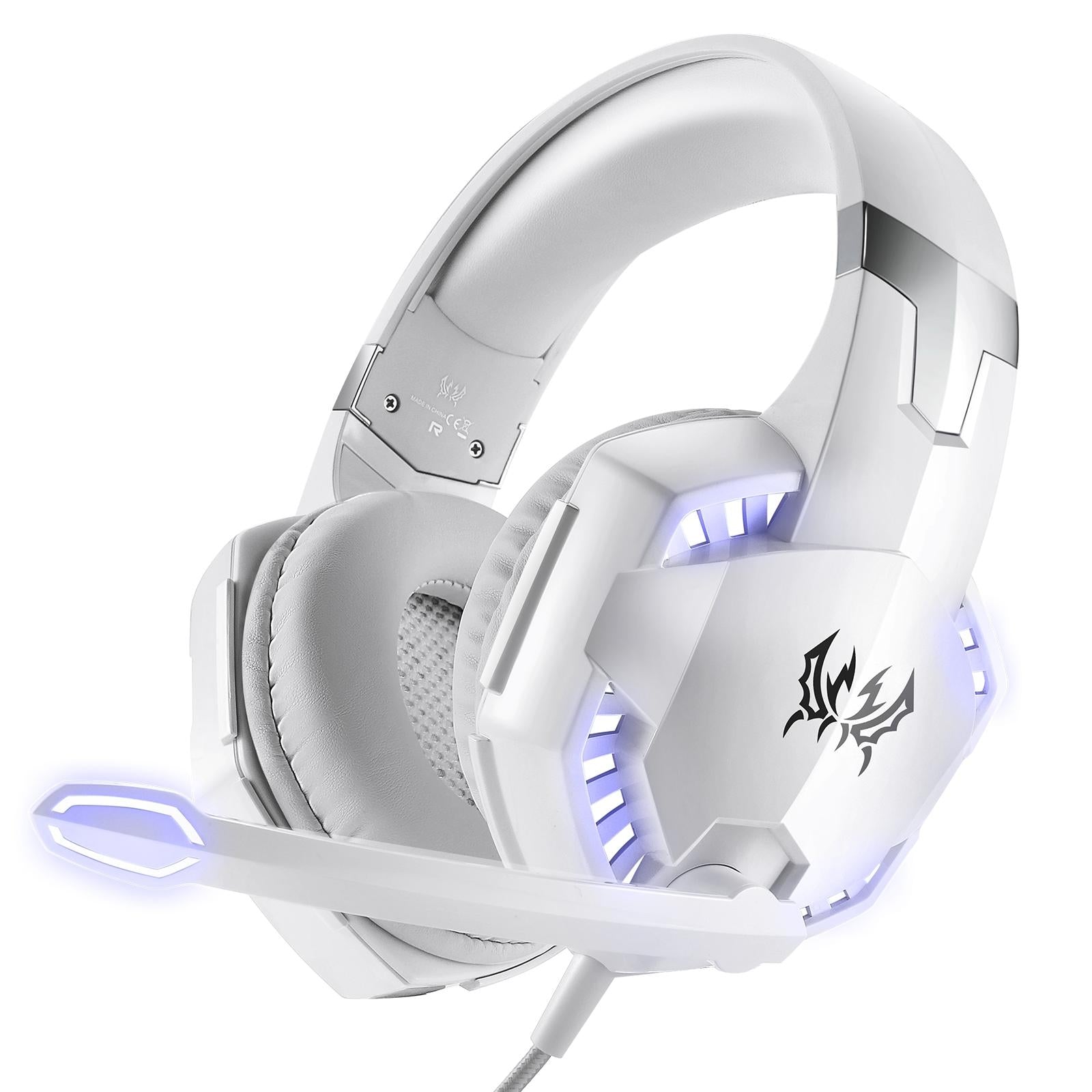 Over-Ear Gaming Headset With Mic Led Light And Stereo Bass For Pc Gamer - Blue + Black