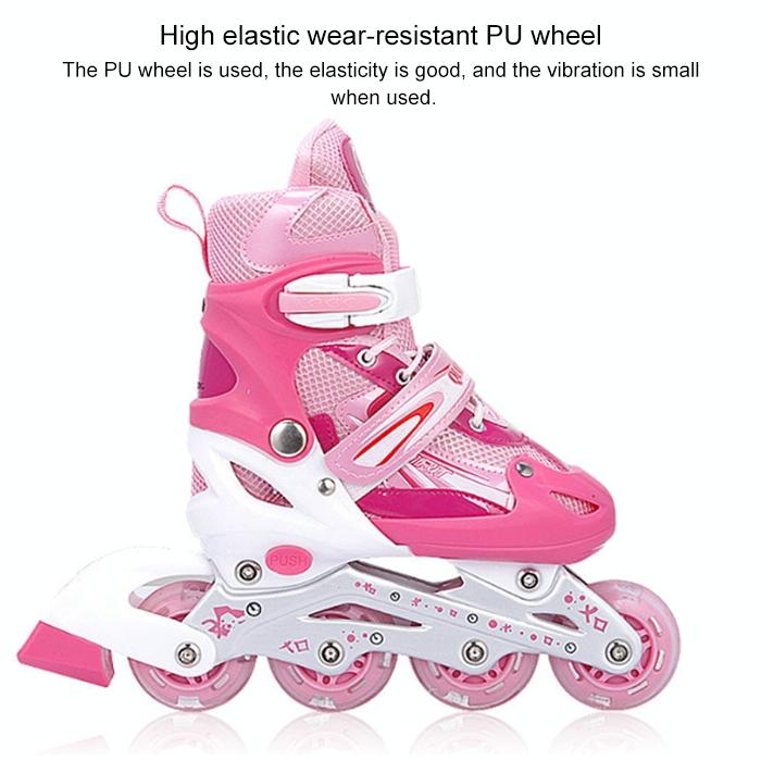 Flash Straight Row Roller Skating Shoes Suit for Children and Adults - Small Size - Blue