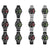 Men Metal Motorcycle Watch with Rotating Hub - Black Leather White Steel Green Surface