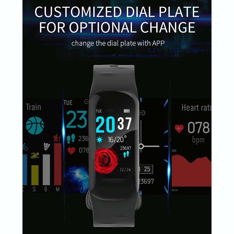 Waterproof Smart Bracelet With Step Heart And Sleep Monitoring - Ip67 - Blue