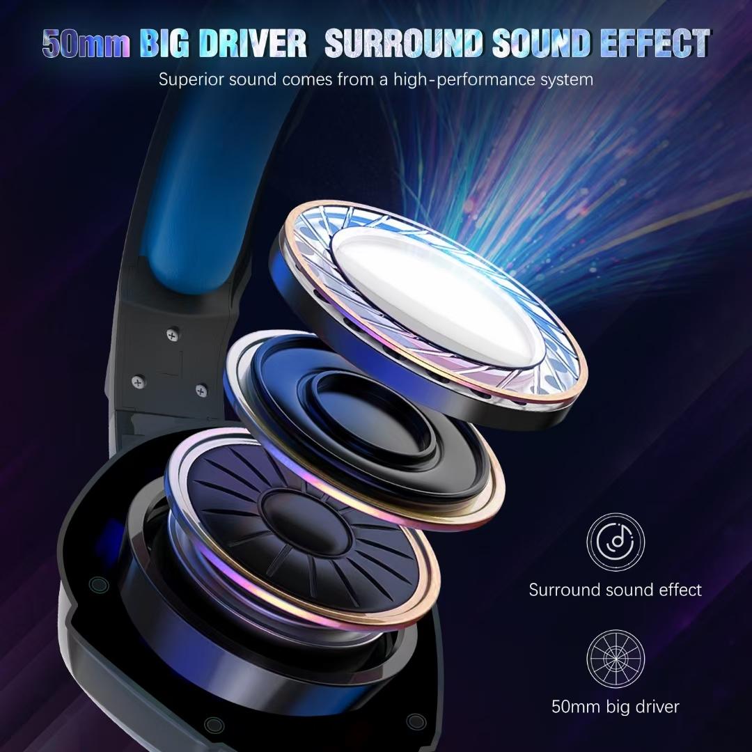 Adjustable Led Gaming Headset With Mic Blue