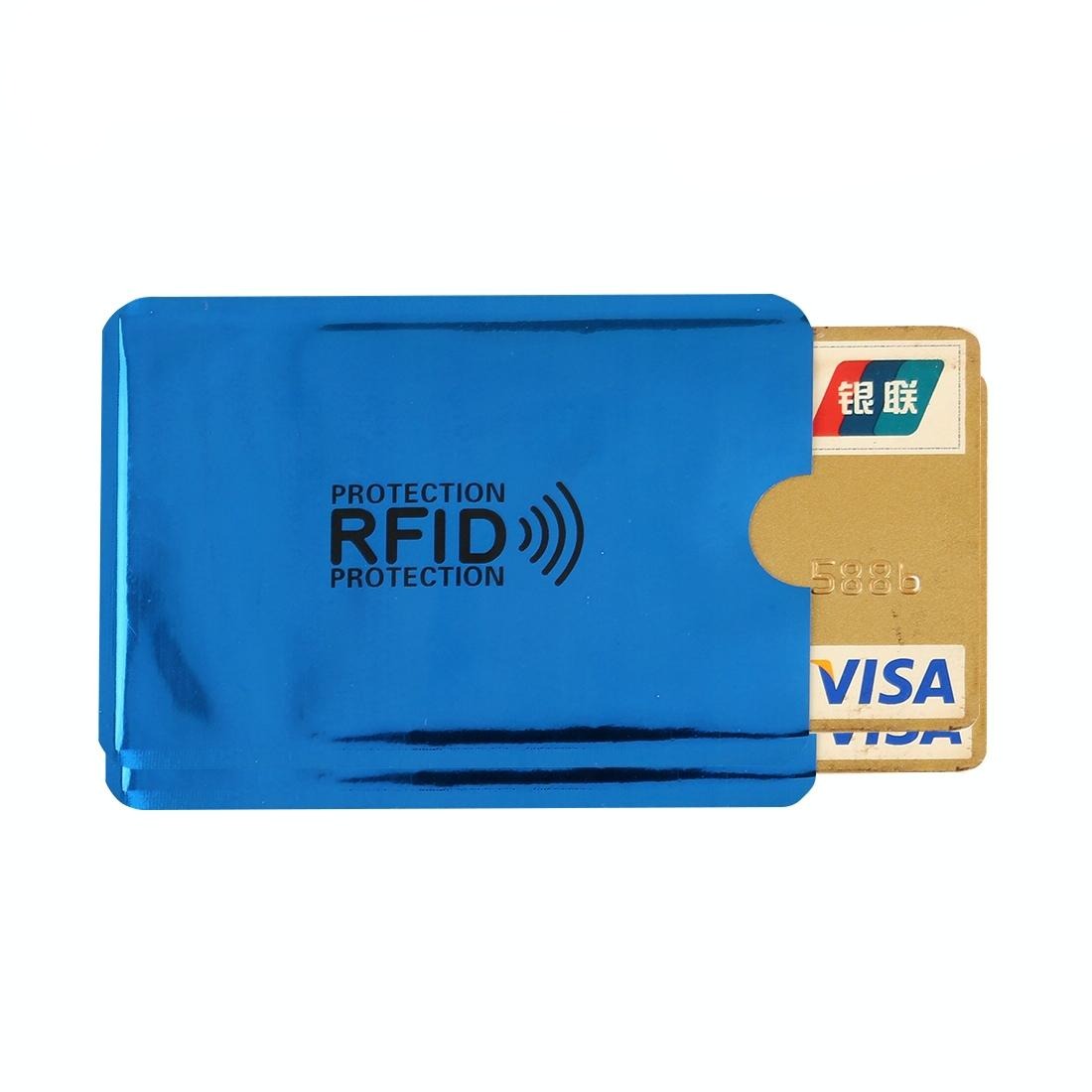 100-piece Rfid Blocking Card Holder - 9x6.3cm Aluminum Foil - Blue
