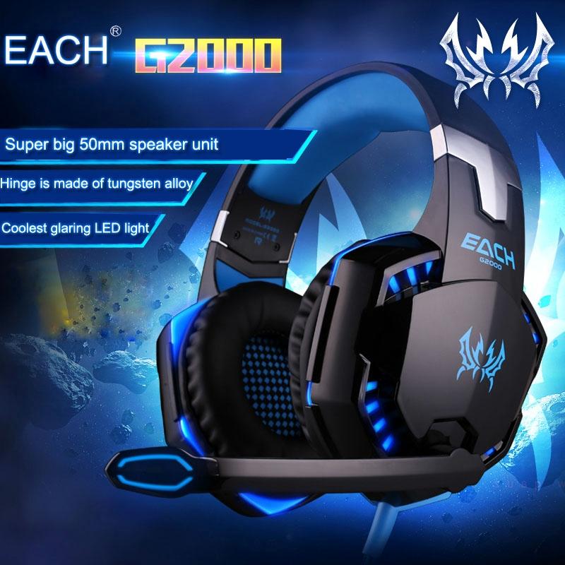 Over-Ear Gaming Headset With Mic & Led Light 2.2M Cable - Blue