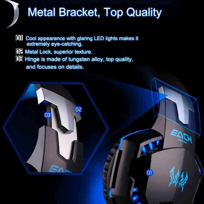 Over-Ear Gaming Headset With Mic & Led Light 2.2M Cable - Blue