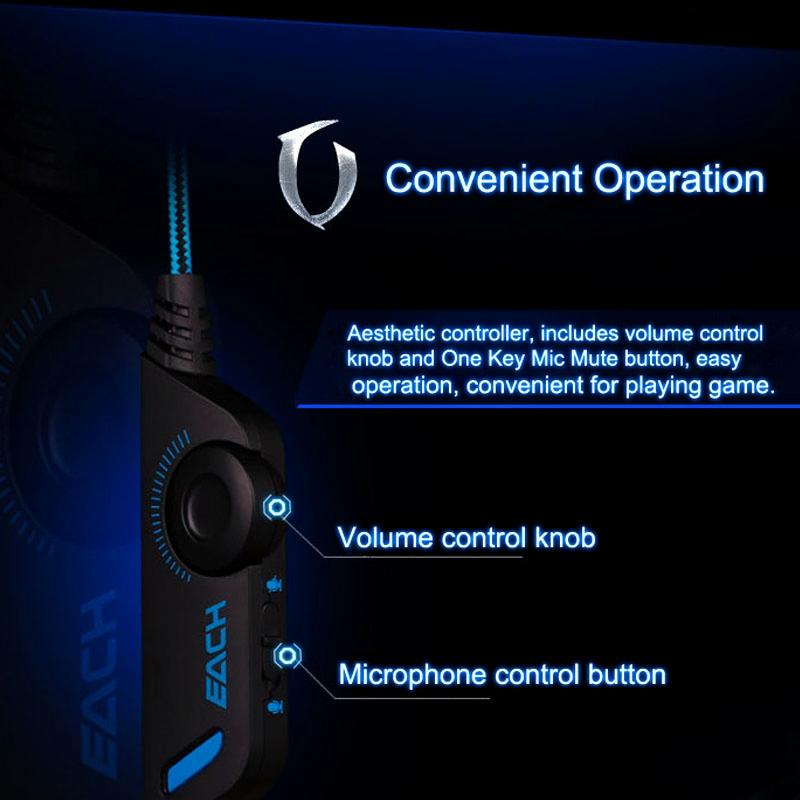 Over-Ear Gaming Headset With Mic & Led Light 2.2M Cable - Blue