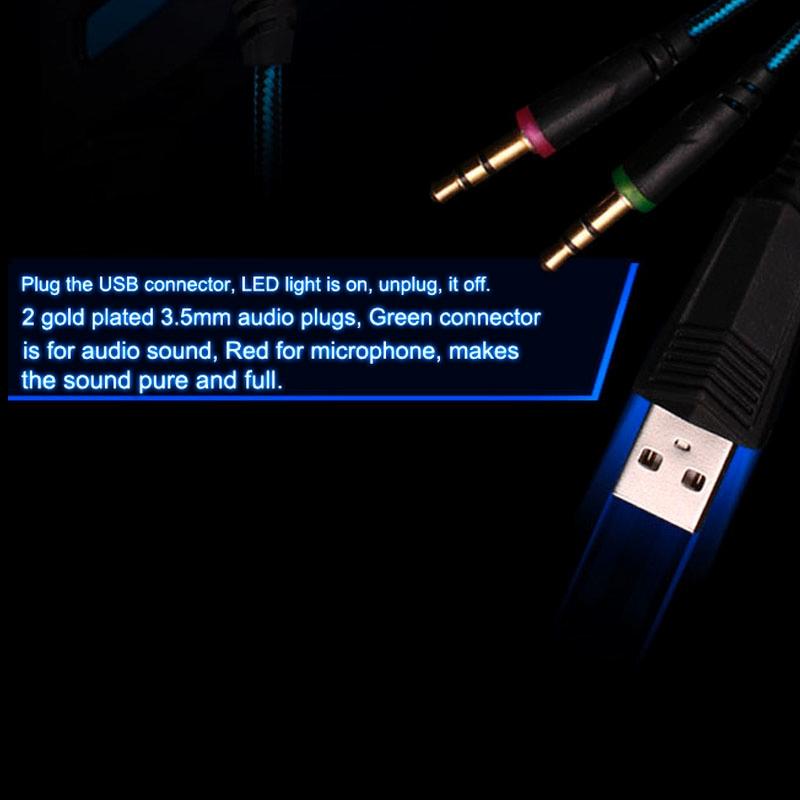 Over-Ear Gaming Headset With Mic & Led Light 2.2M Cable - Blue