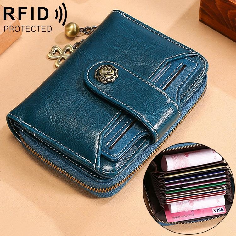 Rfid-blocking Women Wallet with Card Slots - Anti-magnetic - Blue