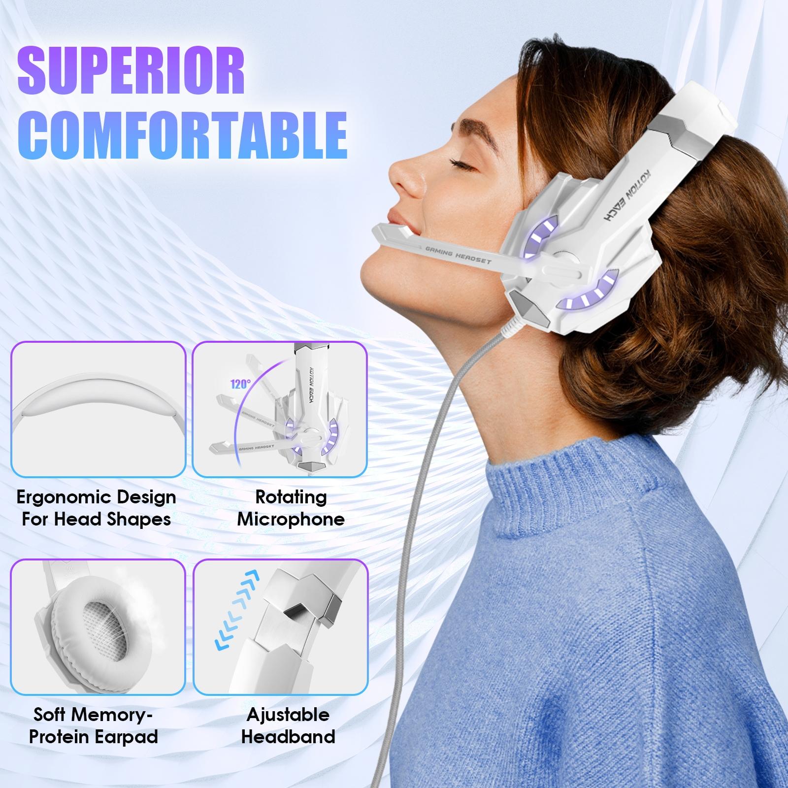 3.5Mm Gaming Headset With Mic & Led For Laptop / Phone - Blue Black
