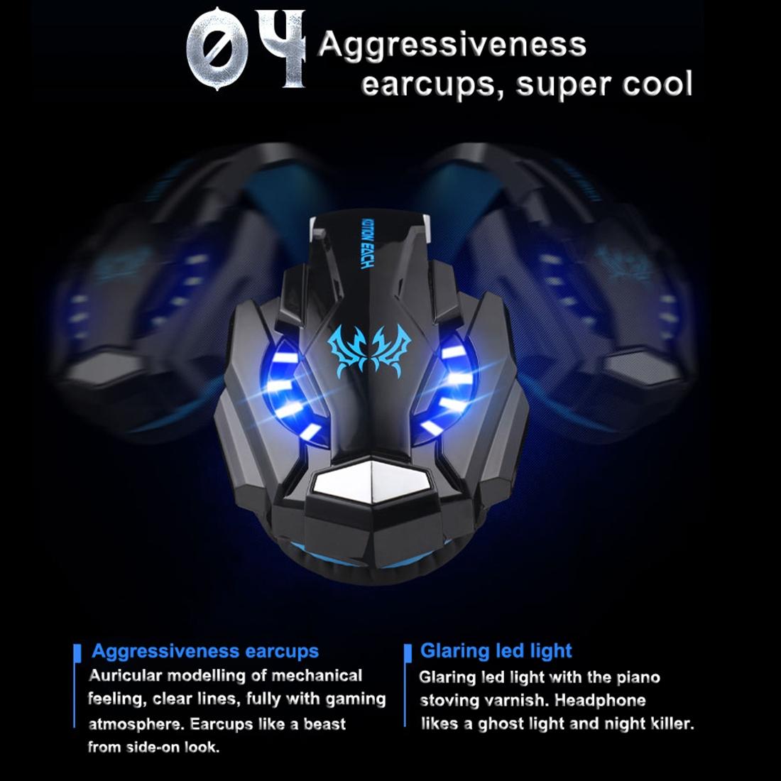 3.5Mm Gaming Headset With Mic & Led For Laptop / Phone - Blue Black