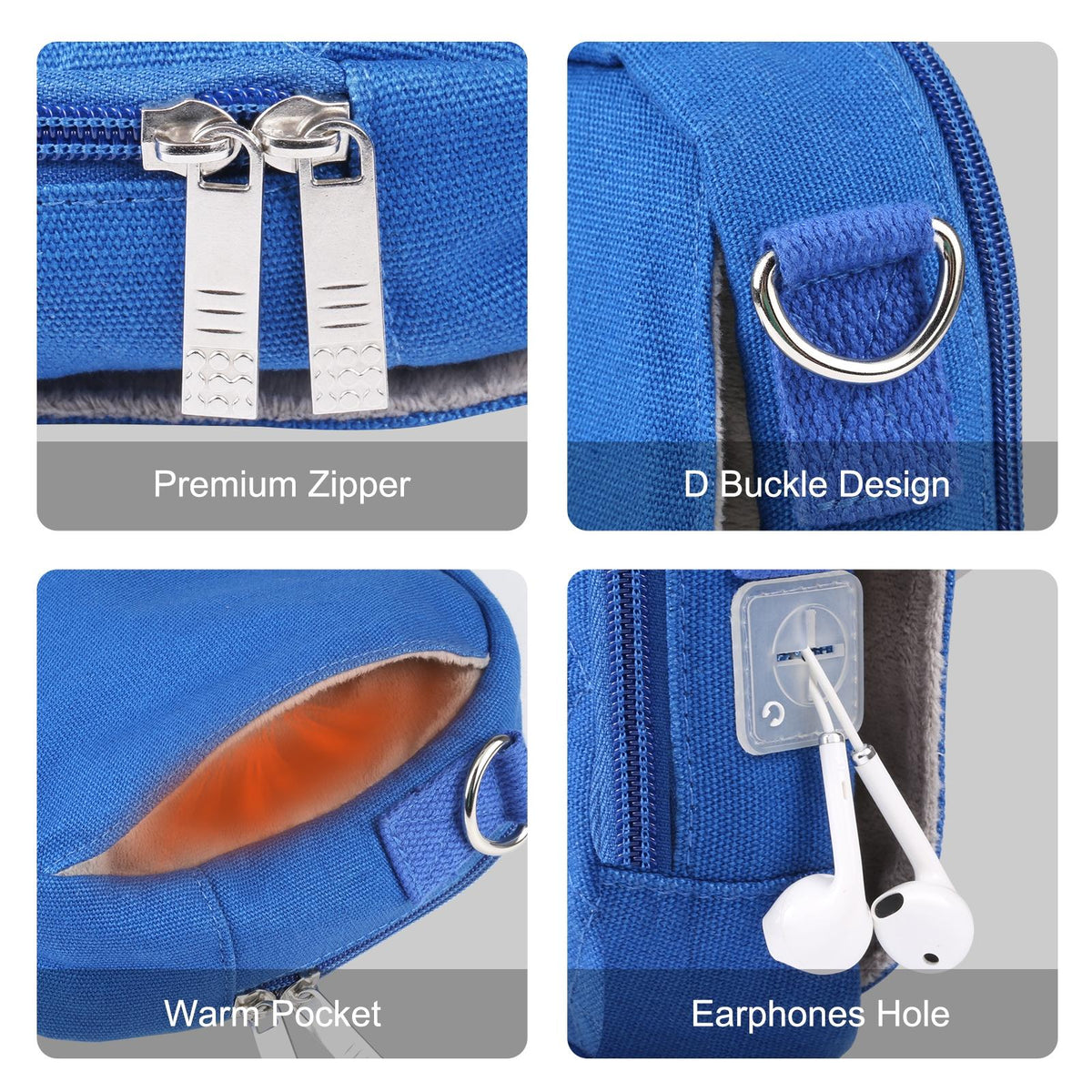 Small Messenger Bag With Tablet And Phone Warmer - Blue