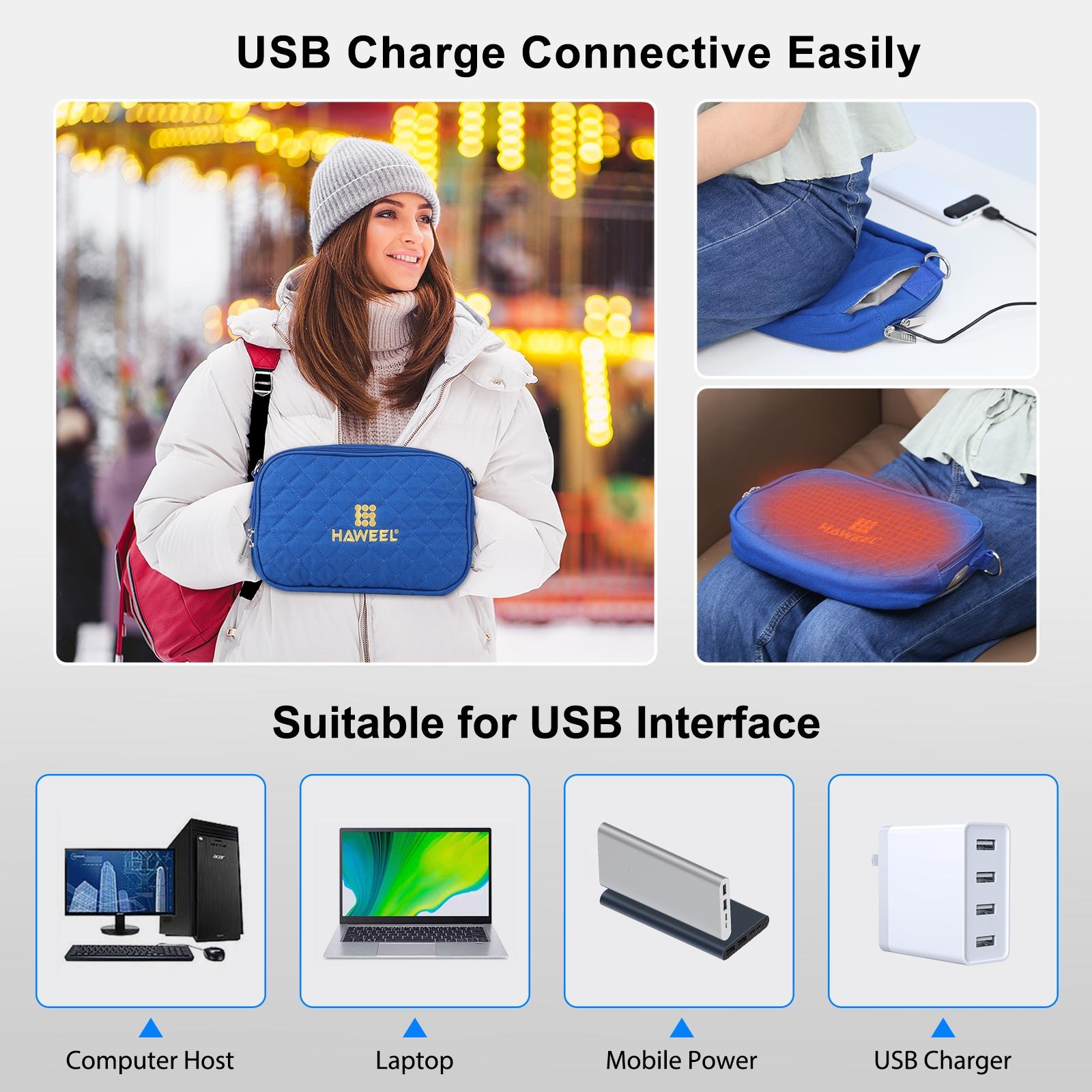 Small Messenger Bag With Tablet And Phone Warmer - Blue