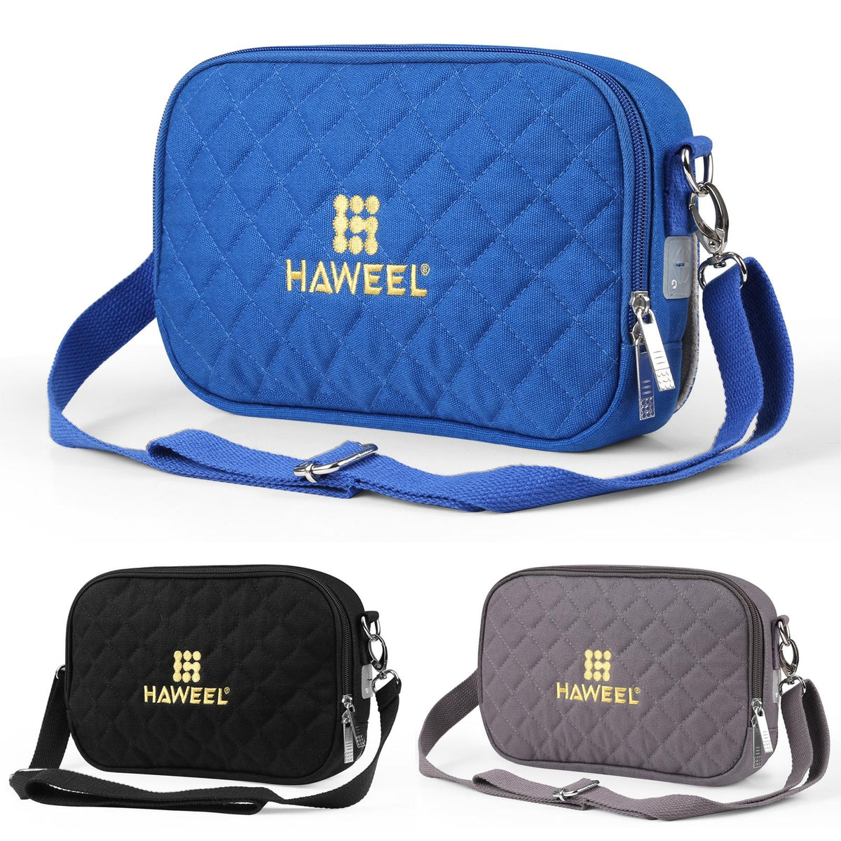 Small Messenger Bag With Tablet And Phone Warmer - Blue