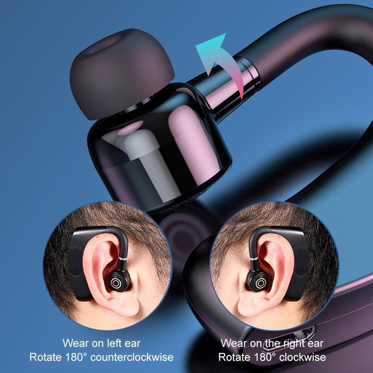 V12 Business Wireless Bluetooth 5.0 Earphone with Charging Box - Hanging Ear Style - Blue