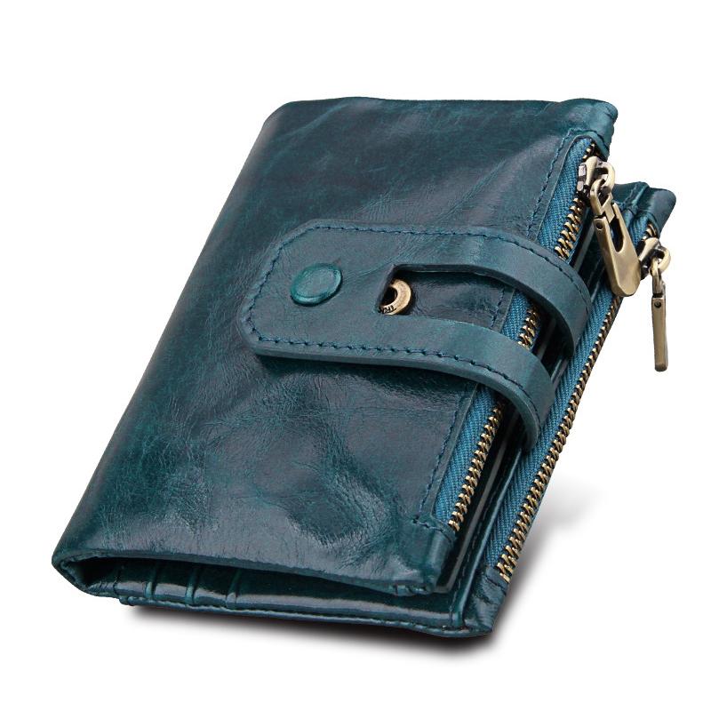 Men Rfid Blocking Cowhide Leather Wallet - Crazy Horse Texture