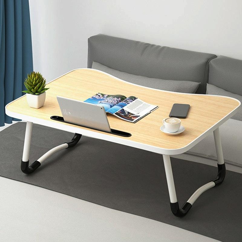 Adjustable Folding Laptop Desk with Non-slip Legs and Card Slot - Dark Blue