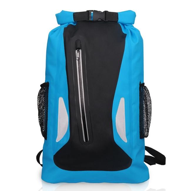 25L Outdoor Waterproof Dual Shoulder Strap Dry Bag Pvc Barrel Design - Blue