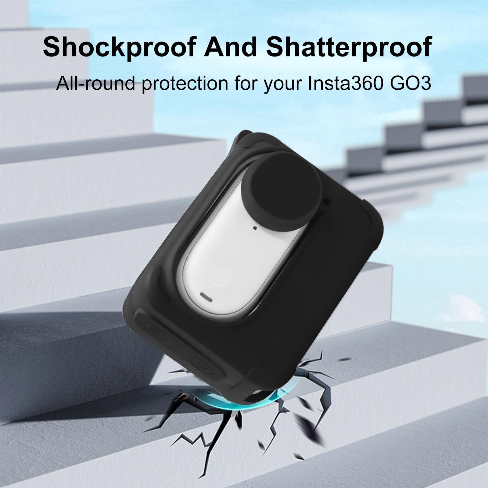 Insta360 Go 3 Charging Case with Silicone Cover Lens Cap and Strap - Blue