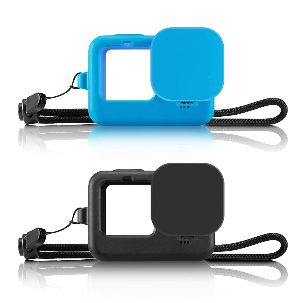 Silicone Case with Wrist Strap and Lens Cover for Gopro Hero 9-12 - Blue