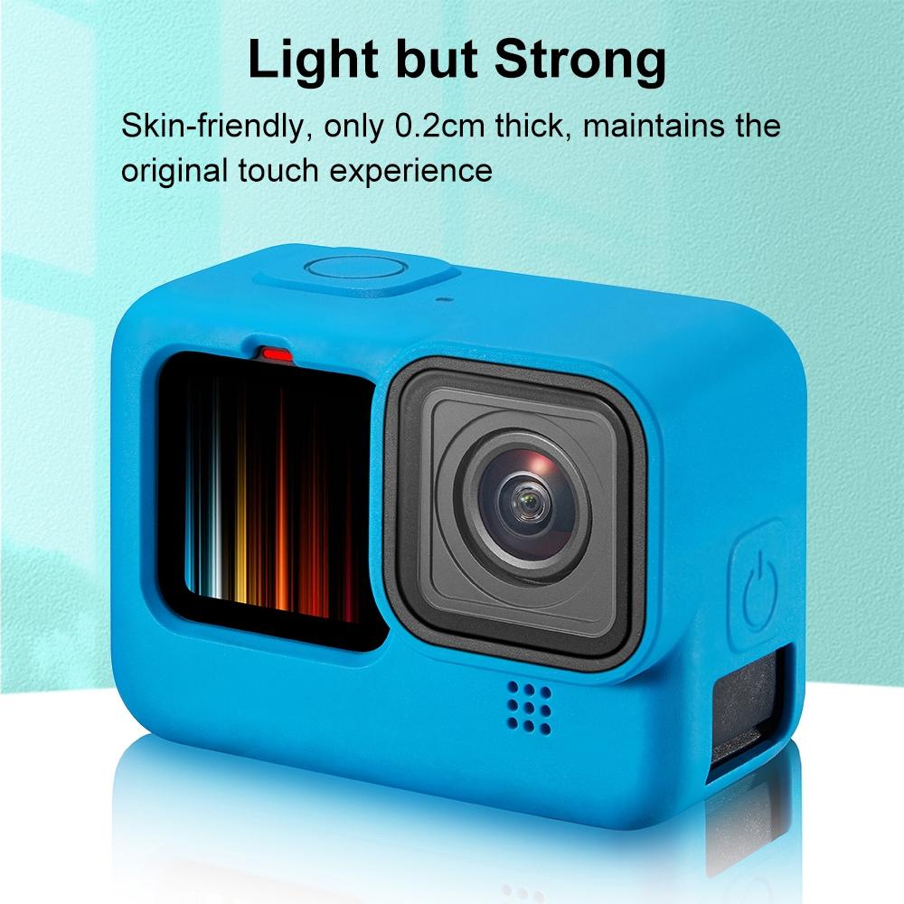 Silicone Case with Wrist Strap and Lens Cover for Gopro Hero 9-12 - Blue