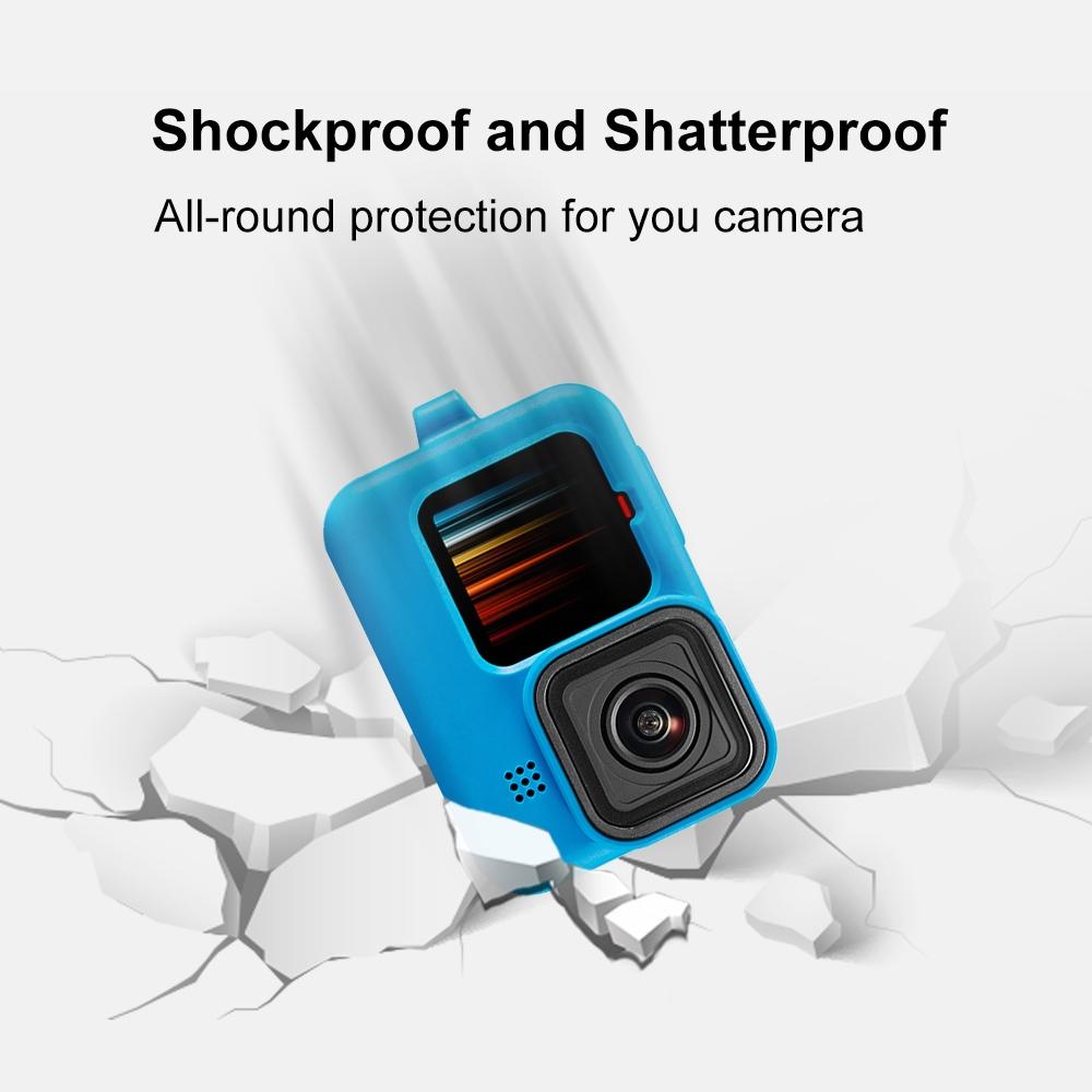 Silicone Case with Wrist Strap and Lens Cover for Gopro Hero 9-12 - Blue