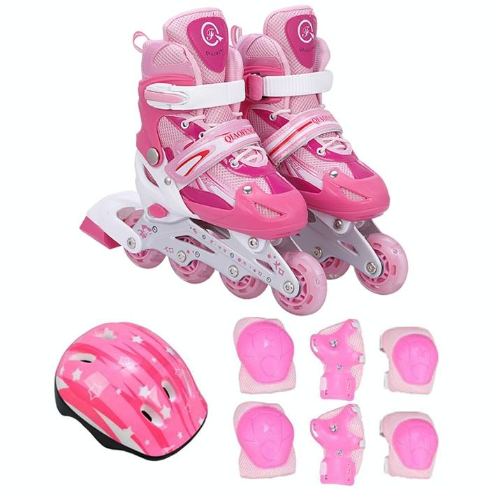 Flash Straight Row Roller Skating Shoes Suit for Children and Adults - Size l - Blue