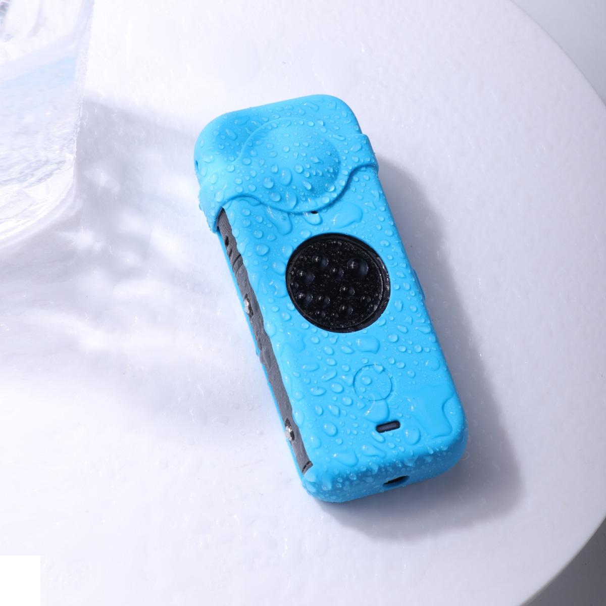 Silicone Case with Lens Cover for Insta360 one X2 - Full Body Dust Proof - Blue