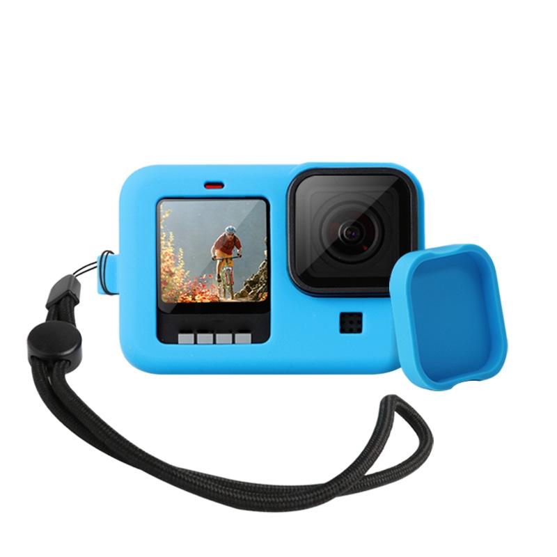 Silicone Case with Wrist Strap and Lens Cover for Gopro Hero10 / 9 - Blue