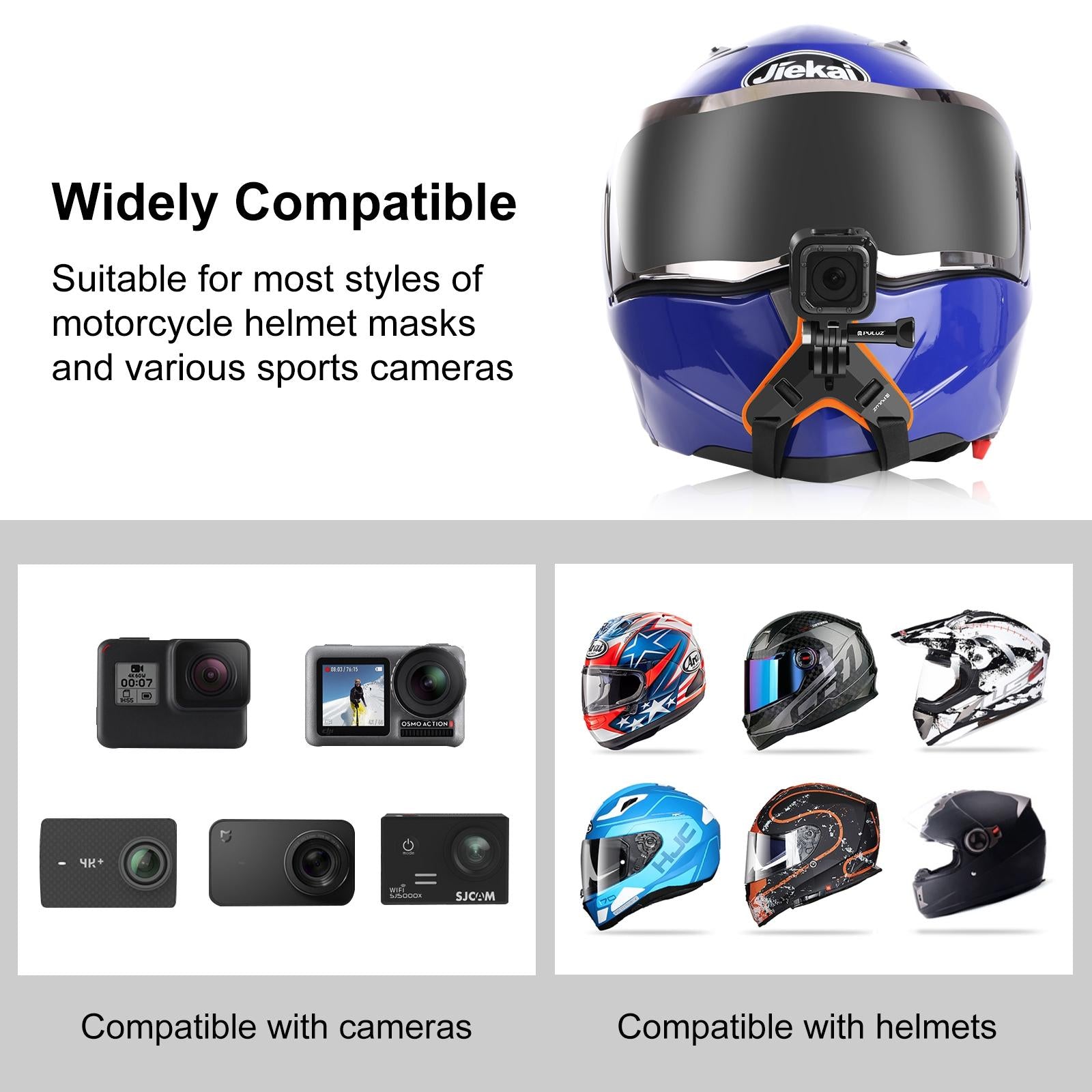 Universal Chin Strap Mount for Action Cameras - Blue