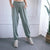 High Waist Drawstring Fitness Pants Black Size L - Quicksand Powder Xl