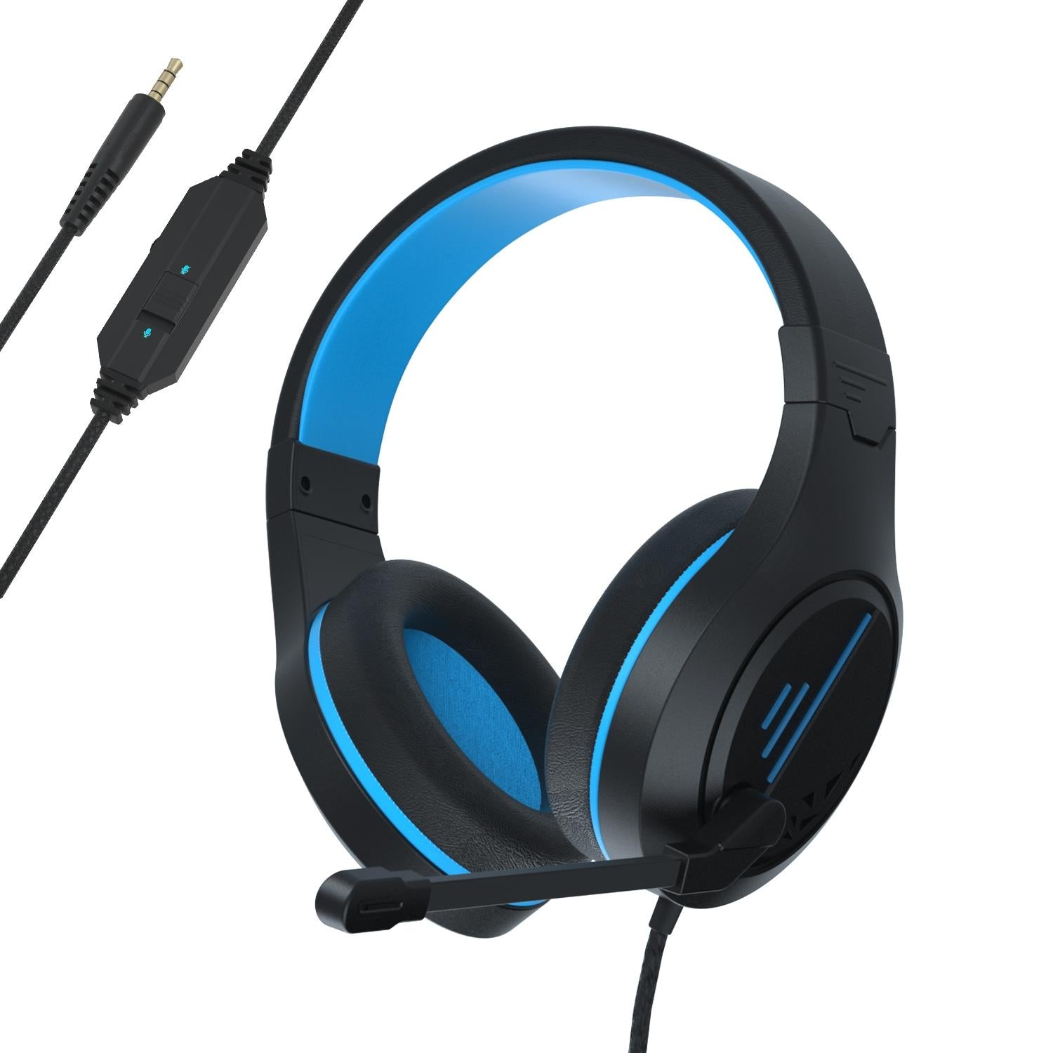 3.5Mm Noise-Canceling Gaming Headset With Retractable Mic - Black Blue