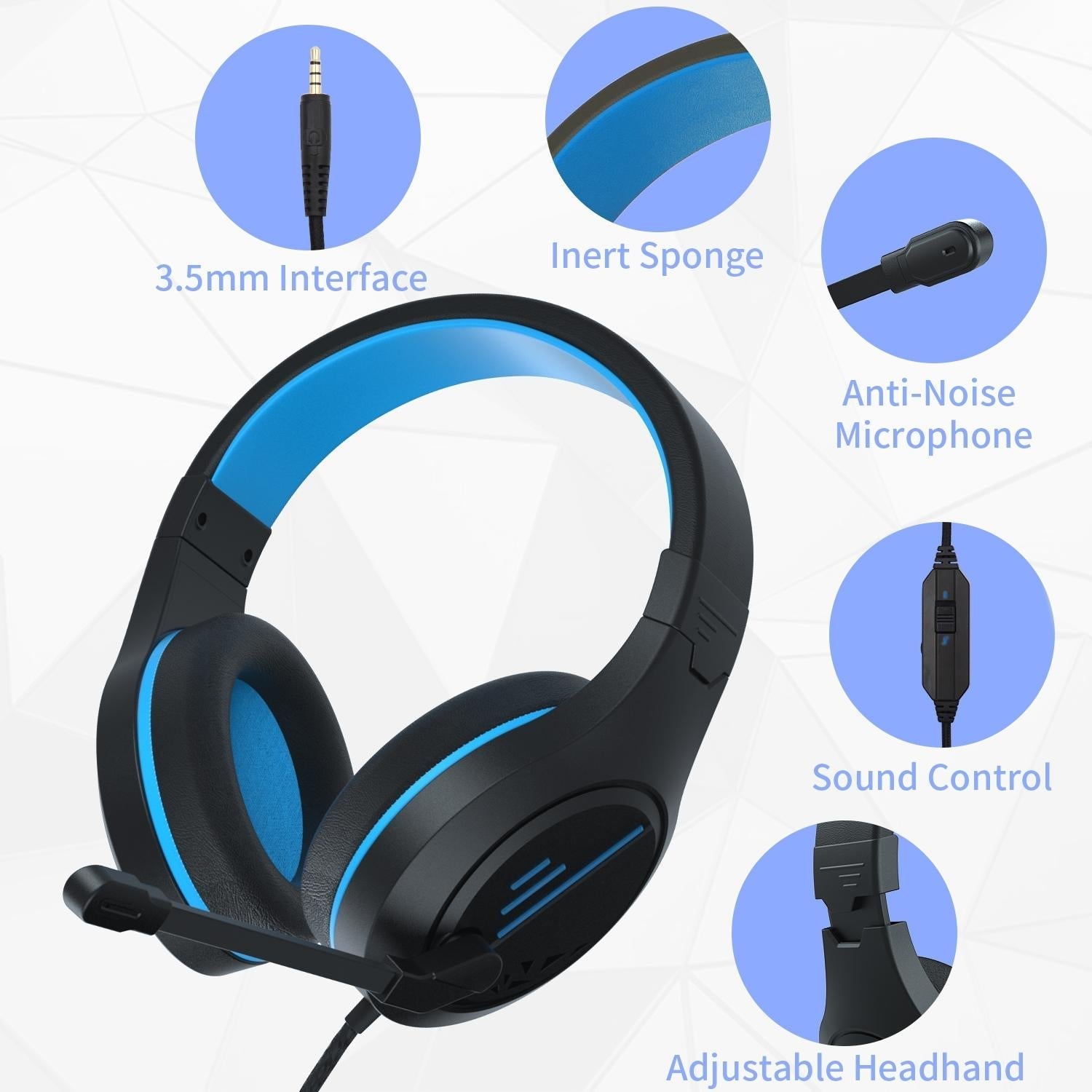 3.5Mm Noise-Canceling Gaming Headset With Retractable Mic - Black Blue