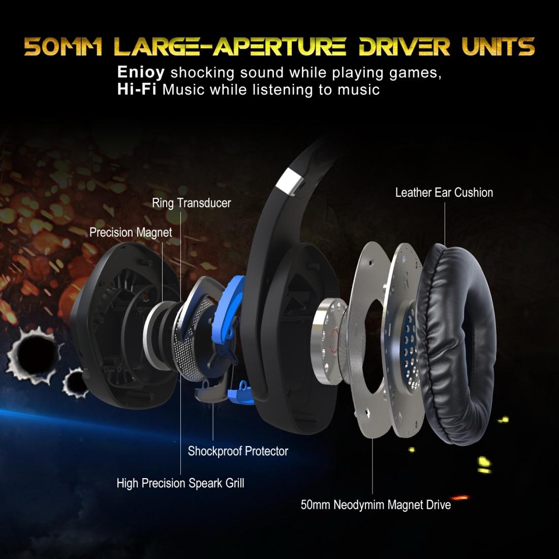 Surround Gaming Headset With Mic & Led - Black Blue