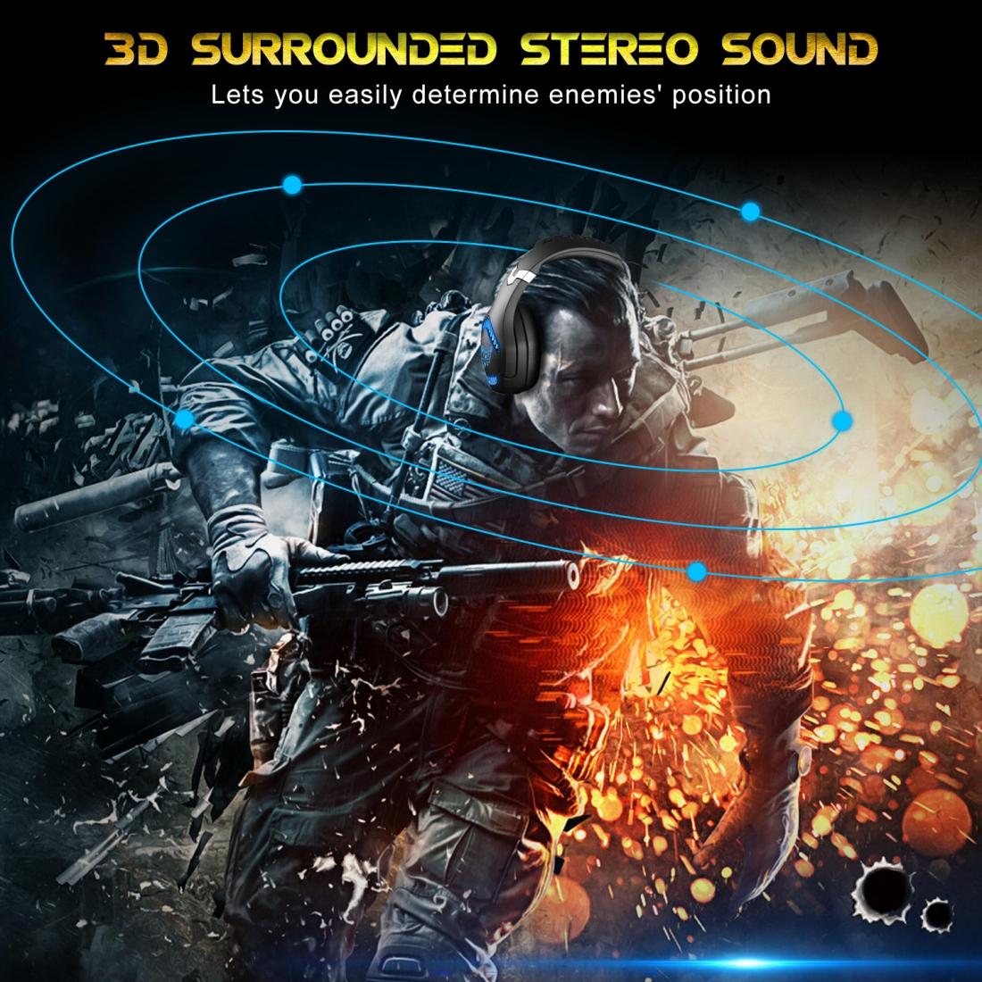 Surround Gaming Headset With Mic & Led - Black Blue