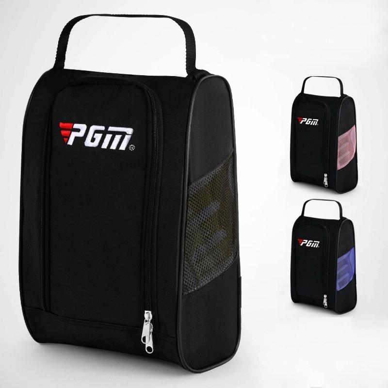 Convenient Breathable Golf Shoe Bag - Durable Nylon - Black Blue