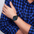 Men Stainless Steel Sports Watch with Large Dial - Black & Blue