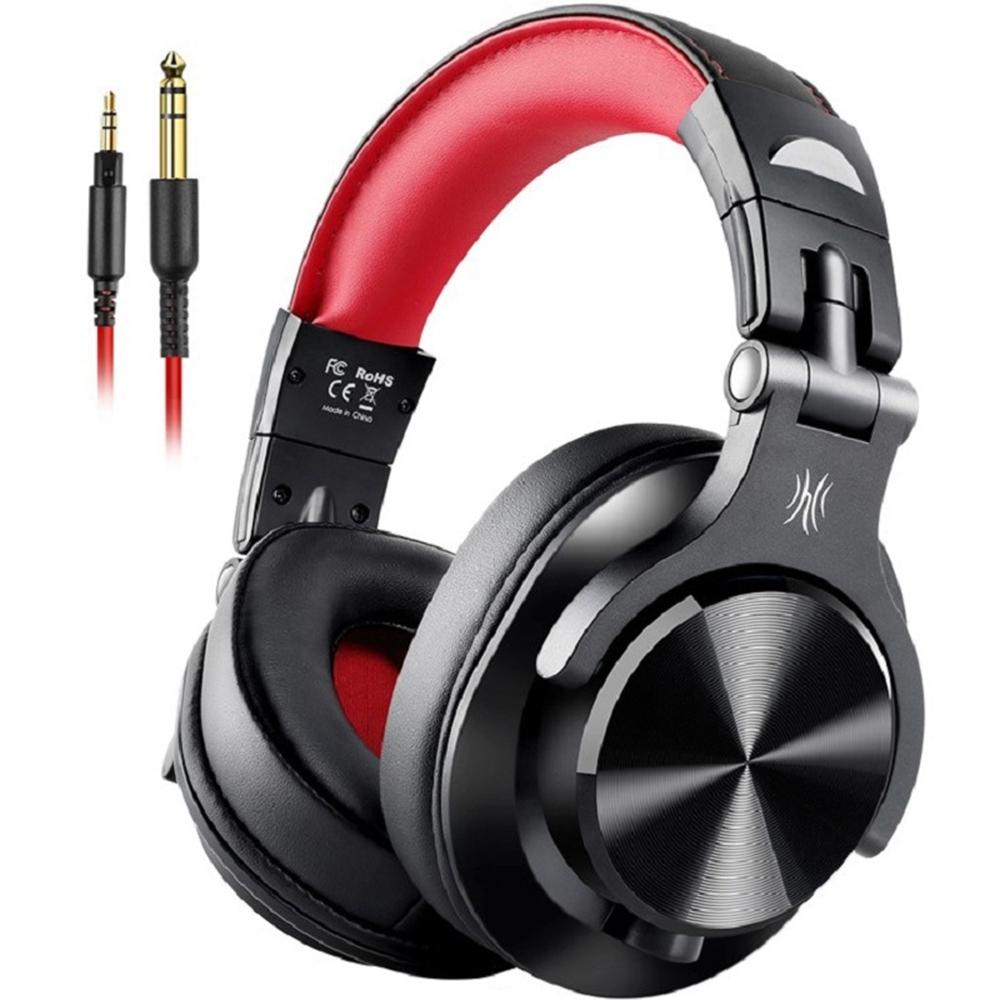Red Black Wired Headphone With Noise Reduction & Mic