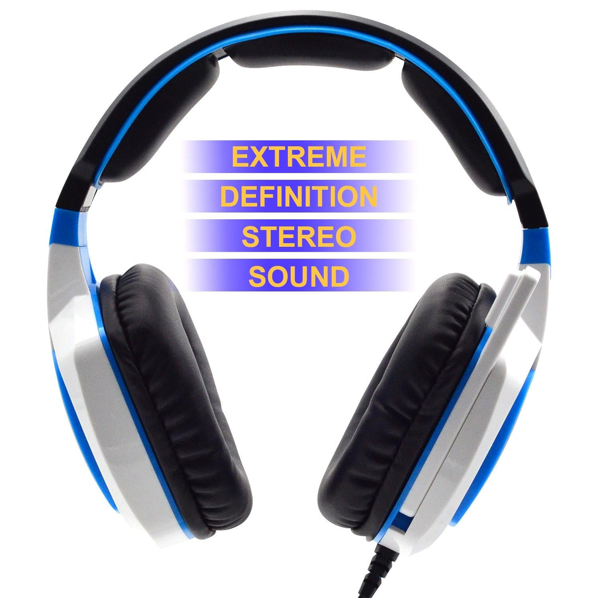 3.5Mm Noise-Canceling Gaming Headset With Retractable Mic 2M Cable - White Blue