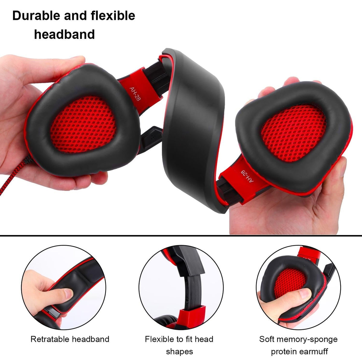 3.5Mm Noise-Canceling Gaming Headset With Retractable Mic 2M Cable - White Blue