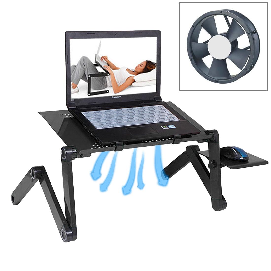 Adjustable Foldable Laptop Stand with Fans & Mouse Pad - Portable Aluminum Alloy - Magenta