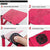 Adjustable Foldable Laptop Stand with Fans & Mouse Pad - Portable Aluminum Alloy - Magenta