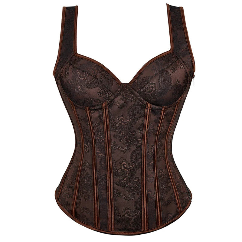 Adjustable Plus Size Steampunk Gothic Corset With G String S To 6Xl - Black - Xl